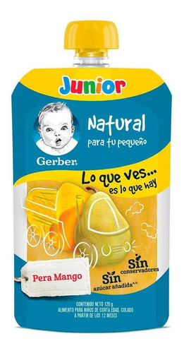 Papilla Gerber Junior Etapa 4 Pera Mango Pouch 110g