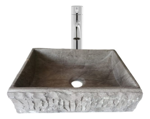 Lavabo Ovalin Tipo Caja Rústico Mármol Gris Medidas 40 X 30