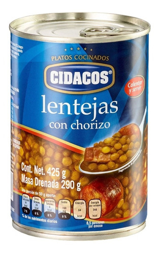 Lentejas Con Chorizo Cidacos Lata 425g