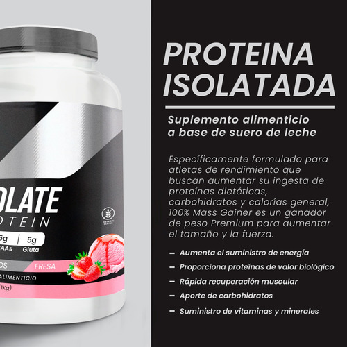 Suplemento En Polvo Psn Whey Protein Mass Gainer 1 Kg Fresa