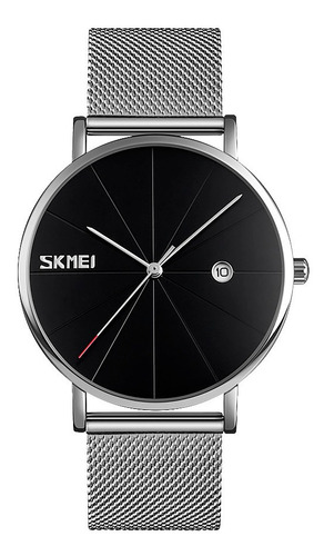 Reloj Unisex Skmei 9183 Malla Acero Minimalista Elegante Color De La Malla Plateado