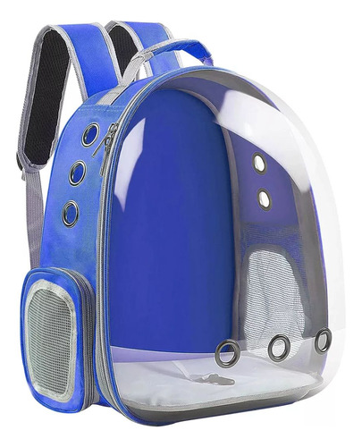 Mochila Pet Acrílico Para Cachorro Gato Visão Panorâmica Cor Azul