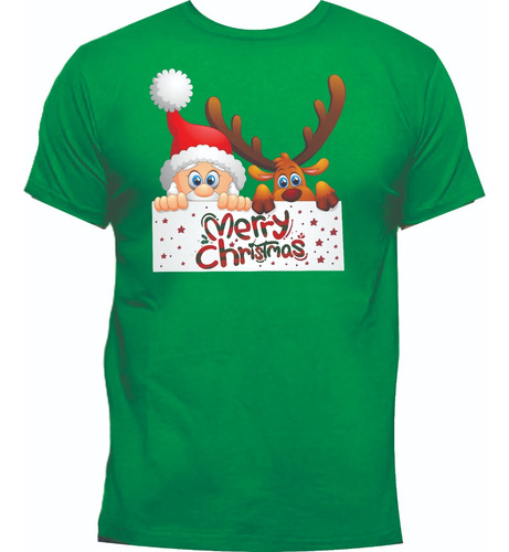 Camisetas Navidad Papá Noel Santa Reno Merry Christmas M4 Jk
