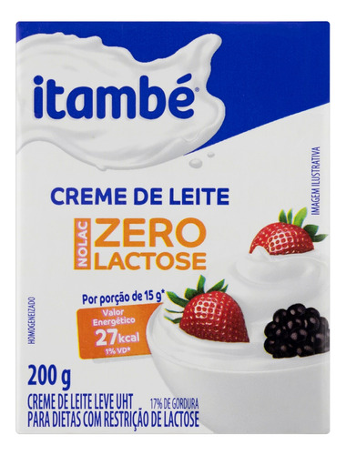 Creme de Leite UHT Leve Homogeneizado Zero Lactose Itambé Nolac Caixa 200g