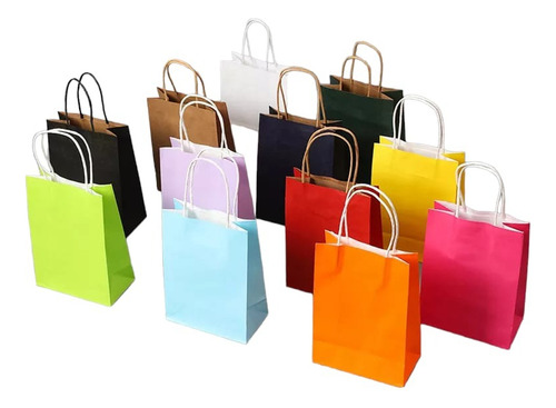 Bolsas De Papel Kraft 12x21x8 Cm 12 Unidades Colores Varios