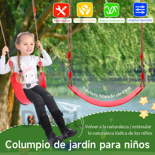 Cddgl 2pzs Juego De Columpios De Plástico Para Niños Con Cuerda Suave Ajustable , Fácil De Instalar, Seguro Y Duradero, Juego De Columpios Para Niños Y Niñas Para Exteriores, Jardín (rojo+azul)