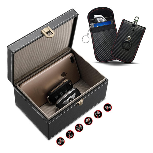Fovnot Faraday Box For Car Keys & 2 Pack Faraday Pouch For C