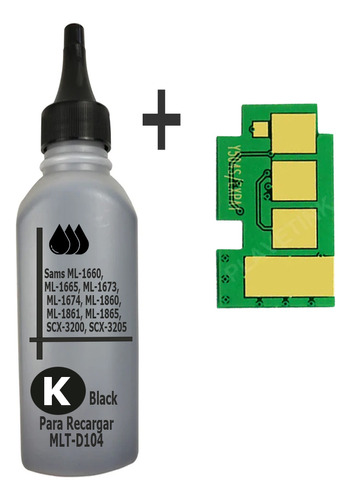  Kit Toner Y Chip Para Recarga Samsung 104s 1660 1865 3200