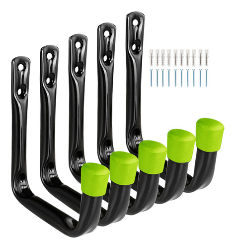 5x Ganchos De Garaje Resistentes, Ganchos De Utilidad, Verde