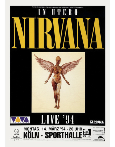 Lamina Para Enmarcar Cuadros Nirvana In Utero Live 94