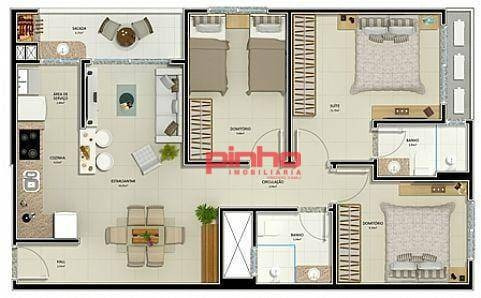 Imagem 18 de 30 de Apartamento Com 3 Dormitórios À Venda, 80 M² Por R$ 362.430,00 - Pagani - Palhoça/sc - Ap0218
