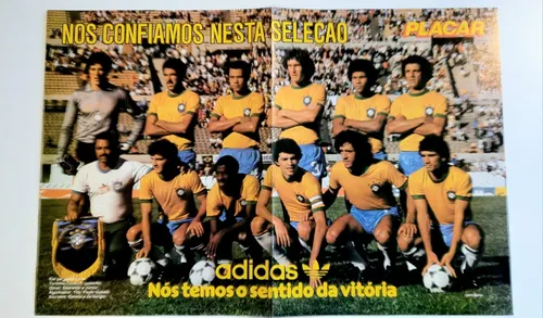 Pôster Seleção Brasileira 1981/1982 Revista Placar Ano 1981 Pôster Seleção Brasileira 1981/1982 Revista Placar Ano 1981