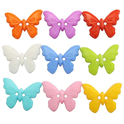 60pcs Twoeye Cartoon Butterfly Buttons For Arts And Cra...