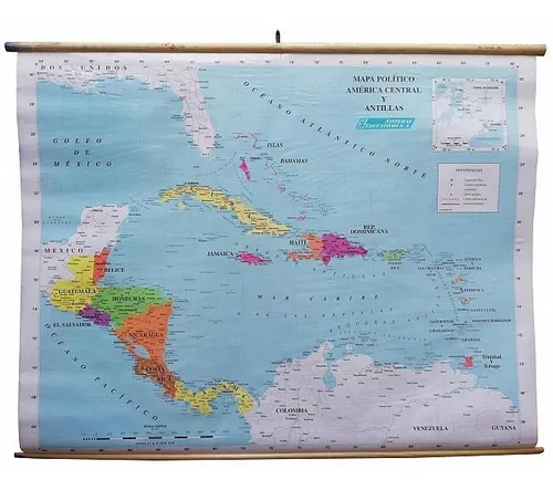 Mapa América Central Y Antillas Político 90x130cm - Laminado