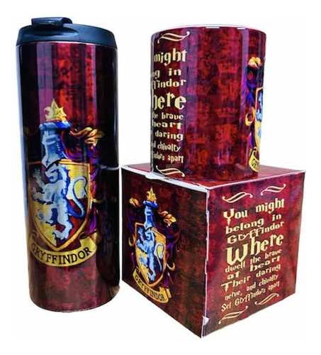 Termo Y Taza, Impresión Harry Potter, Gryffindor.