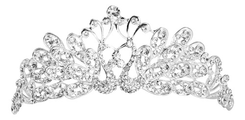 Corona De Tiara De Cristal De Pavo Real Con Diamantes De Imi