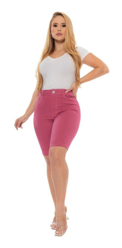 Imagem 5 de 6 de Bermuda Feminina Sarja Lycra Cintura Alta Lançamento Premium