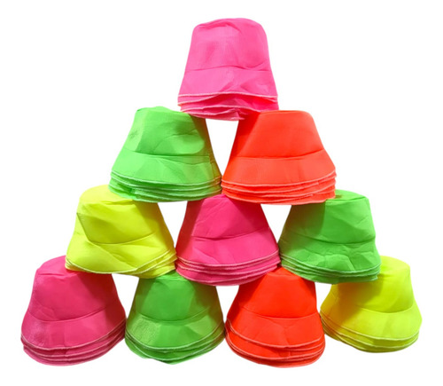 Pilusos Fluo En Colores Lisos X10 Cotillón Carioca Fluo Colores Lisos Fluo