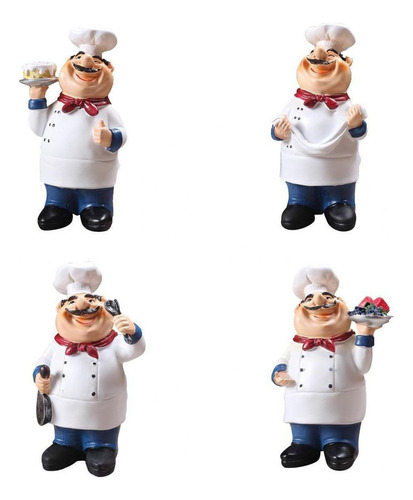 4pcs Figuras Chef Cocina Decoración Chef Pizarra
