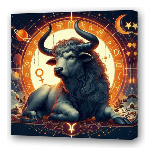 Cuadro 30x30cm Tauro Toro Fuerza Signo Del Zodiaco C3