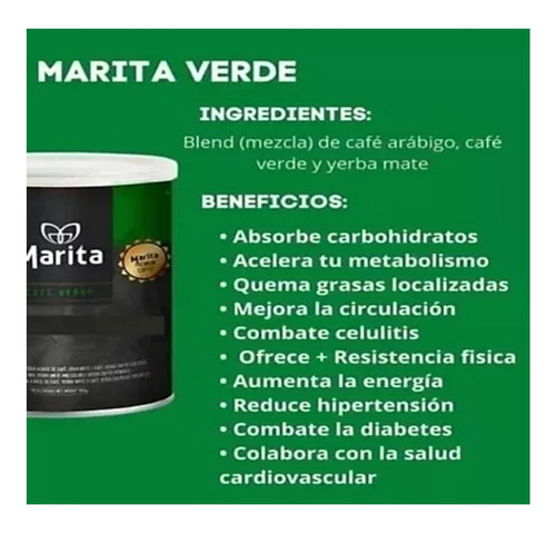 Cafe Marita Verde Lata 100 Gr / Regulariza Tu Peso