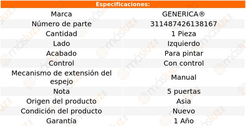 1- Espejo Izquierdo Man C/control Ikon 2011/2015 Genérica