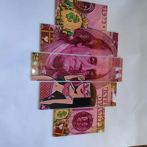 Cuadro Decorativo Moderno Billete 100 Dolares 5 Piezas