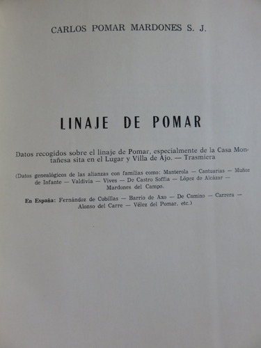 Linaje De Pomar Villa Ajo Genealogía Soffia Alcázar Infante (Usado)