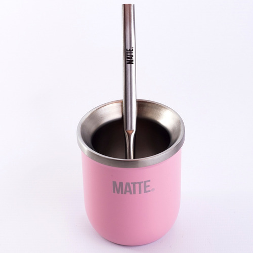 Imagen 6 de 6 de Mate Pink 100% Acero Inoxidable + Bombilla + Creative Pack