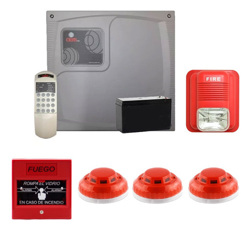 Kit De Incendio Central Alarma Suri Con Llam Tel Sensores X3