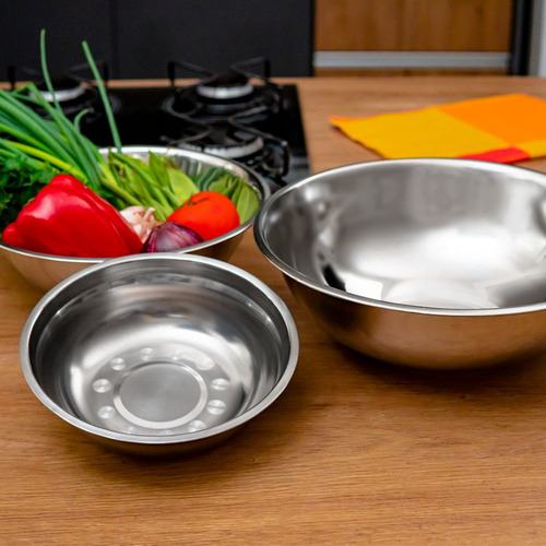 Conjunto 4 Tigelas Saladeiras Bowl Bacias Multiuso Em Inox