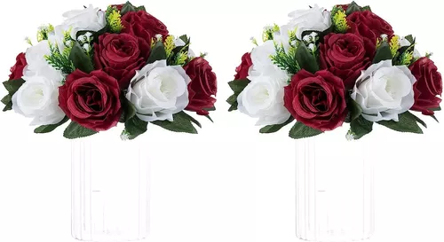Nuptio - Ramo de flores artificiales, 15 rosas de plástico con base,  adecuado para centros de mesa en bodas de nuestra tienda, para fiestas del  día de