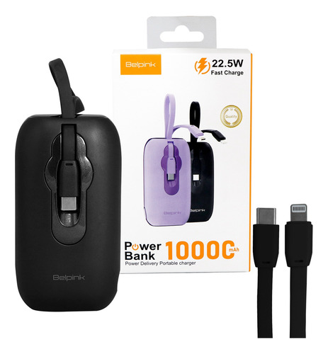 Power Bank 10 000 Mah Batería Portatil Para iPhone Y Tipo C