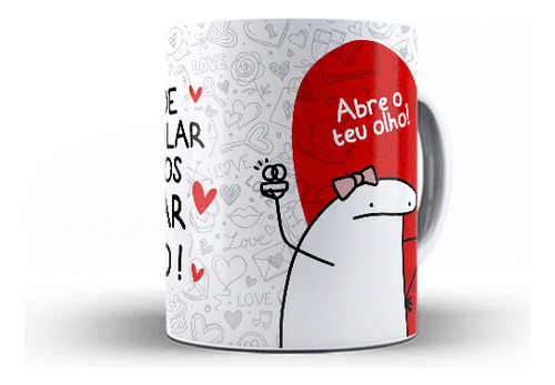 Caneca Porcelana Flork Pare De Enrolar Vamos Casar E Caixa