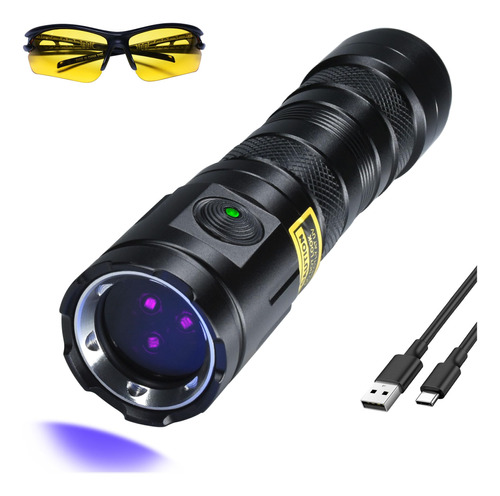 Darkbeam Linterna Uv De 365 Nm Luz Negra, 3 Led Potentes Lin