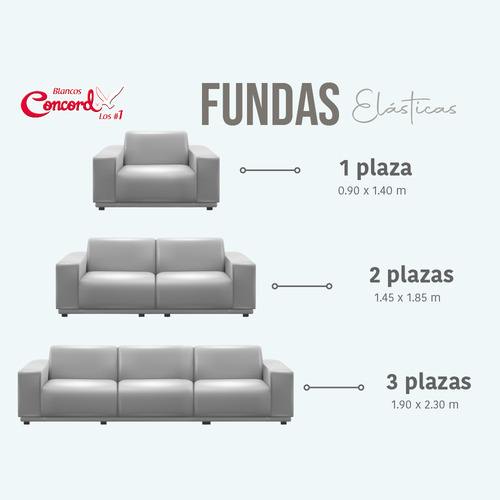 Protector Cubre Sala Sillón Sofá 2 Plazas Concord Gris Medio