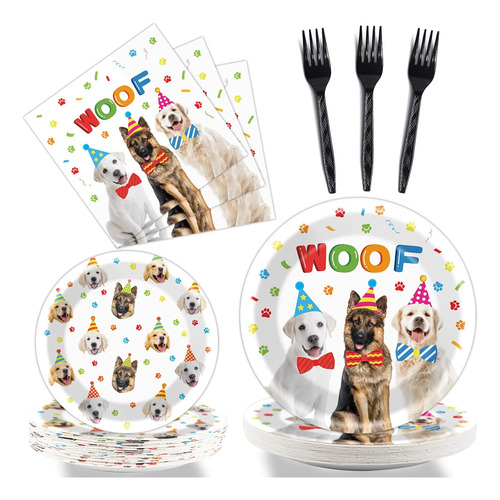 Platos De Papel Para Cumpleaños Para Perros, Servilletas Y T