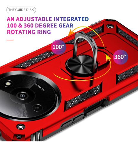 Funda Uso Rudo Golpes Para Redmi A3/c61 4g Carcasa+mica Rojo Redmi A3x/redmi A3 4g/xiaomi Poco C61 4g