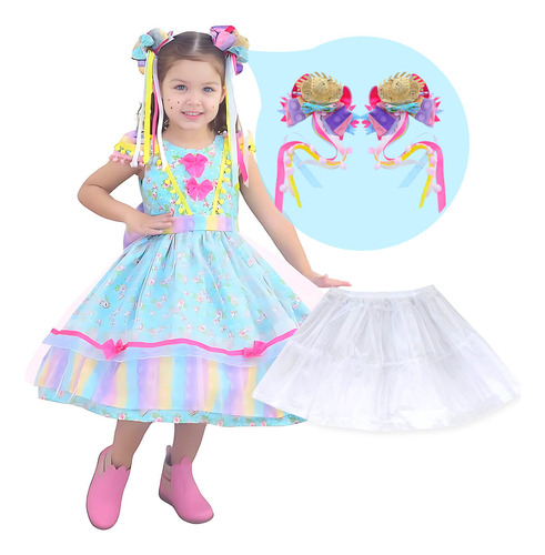 Vestido Junina Pop It + 2 Laços + Armação - Luxuoso