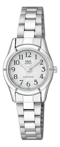 Reloj Q&q Pequeño De Mujer, Plateado Con Números Q877j204y