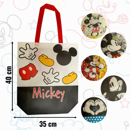 Pack De 6 Bolsas Ecológicas Mickey Mouse Reutilizables Negro Mickey Mouse