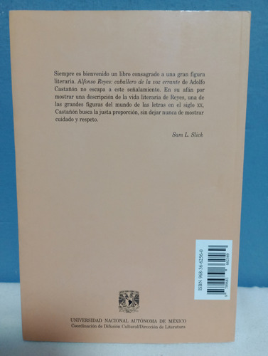 Alfonso Reyes: Caballero De La Voz Errante./ Adolfo Castañón (Usado)
