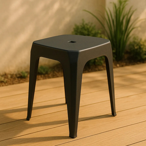 Pack X6 Banquetas Apilables Plastico Reforzado Ramon Liso Negro