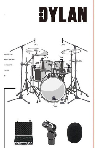 Kit Microfone Bateria Dylan Dd-7 Com Case