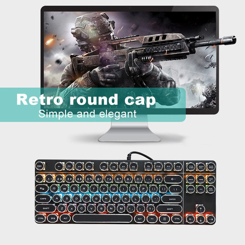 Teclado Mecânico Punk 917 Vintage Redondo Cap Para Pubg