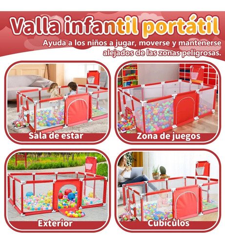 Babeefly Corral Para Bebé 180x120cm Corralitos Bebé Juego De Niños Gimnasio Con Tapete De Bebe Ocean Ball Bebe Accesorios Corrales Colecho Bebe Cercado De Bebé Juego De Niños Gimnasio Plus Rojo