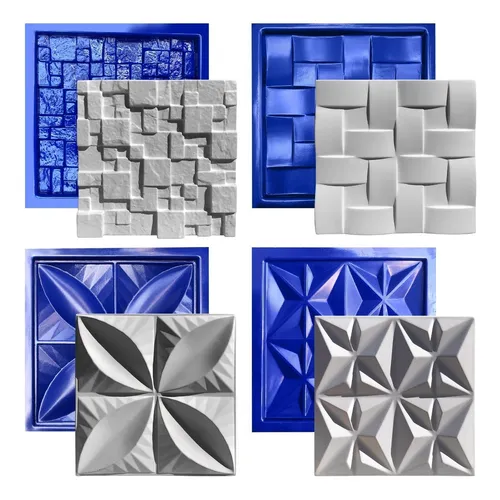 comprar Conjunto 36 Formas 3d Gesso Cimento Abs Azul 1mm Lindíssimo