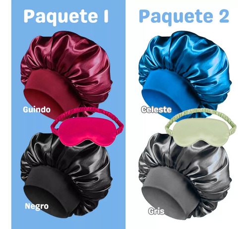 2 Gorro Satén Seda Dormir Sombrero Elástico Suave Calidad