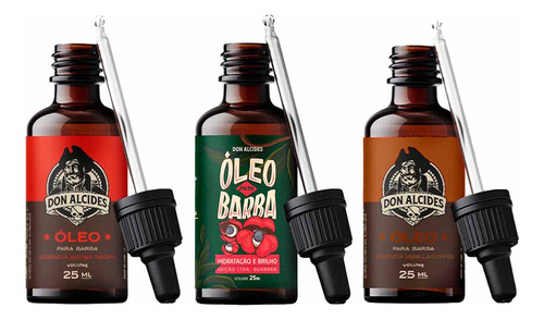Kit 3x Óleo Barba Negra Guaraná E Vanilla Coffee Don Alcides
