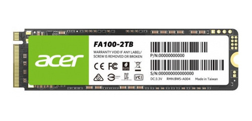 Unidad Ssd Acer Fa100 Nvme 2tb Pci Express 3.0 M.2
